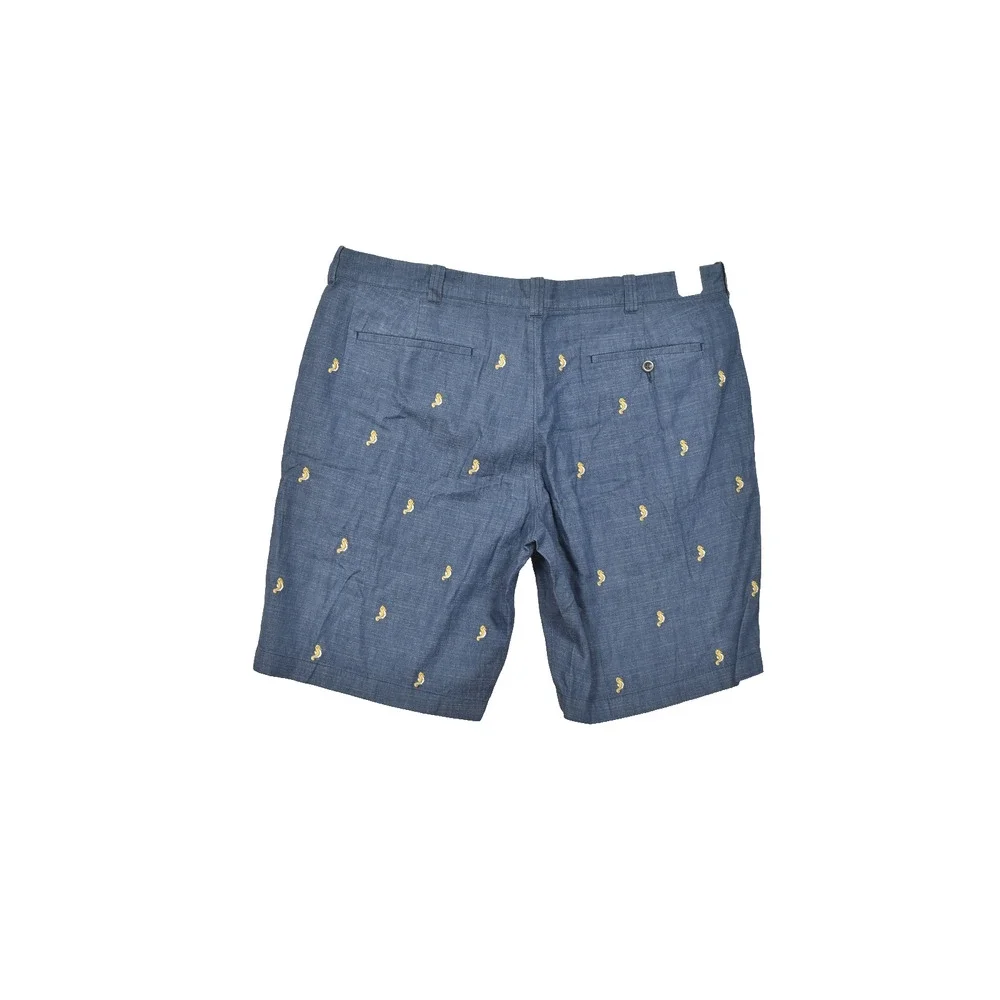 J.Crew Men's Size 40 Blue Chambray Seahorse Embroidered Chino Shorts 10.5 Inseam